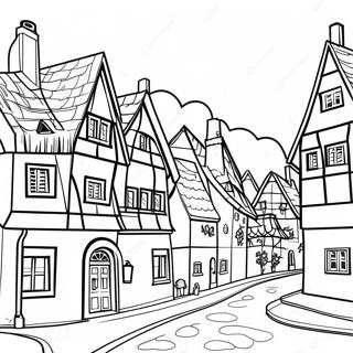 Traditional German Village Coloring Page 11028-9040