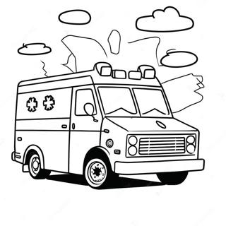 Emergency Ambulance Responding Coloring Page 1102-884