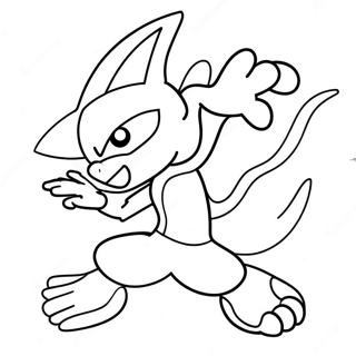 Dynamic Greninja In Battle Coloring Page 11038-9046