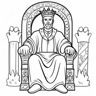 Majestic King Sitting On Throne Coloring Page 11088-9086