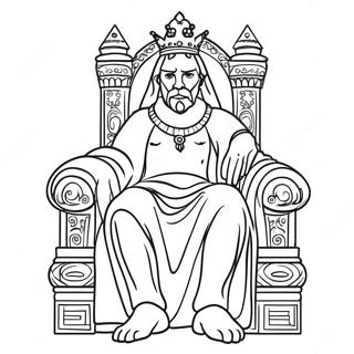 Majestic King Sitting On Throne Coloring Page 11088-9087