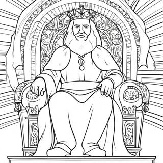 Majestic King Sitting On Throne Coloring Page 11088-9088