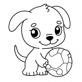 Cute Puppy Dog Playing With Ball Coloring Page 11098-9093