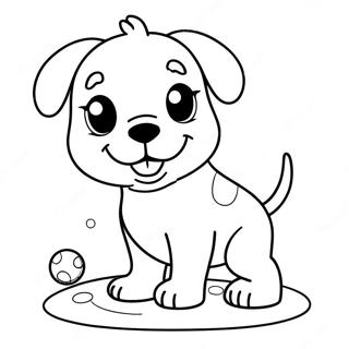 Cute Puppy Dog Playing With Ball Coloring Page 11098-9094