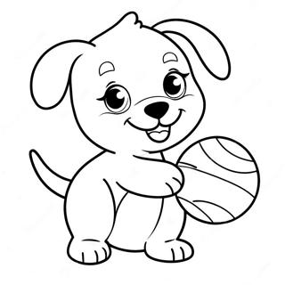 Cute Puppy Dog Playing With Ball Coloring Page 11098-9095