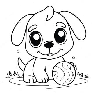 Cute Puppy Dog Playing With Ball Coloring Page 11098-9096