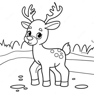 Cute Reindeer In Snow Coloring Page 11128-9128