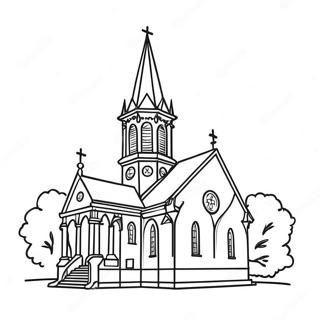 Beautiful Church Exterior Coloring Page 11138-9134