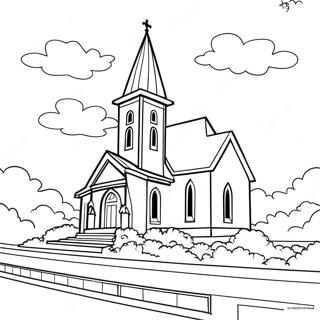 Beautiful Church Exterior Coloring Page 11138-9135