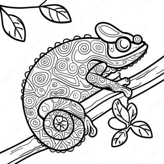 Colorful Chameleon On A Branch Coloring Page 11218-9197