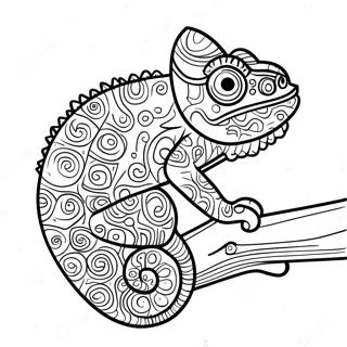 Colorful Chameleon On A Branch Coloring Page 11218-9198