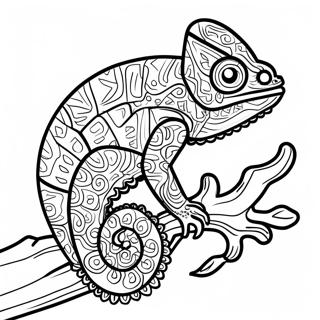 Colorful Chameleon On A Branch Coloring Page 11218-9199