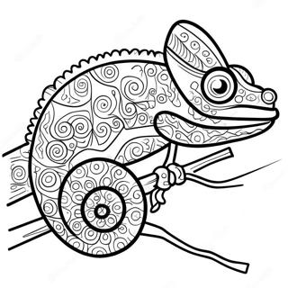 Colorful Chameleon On A Branch Coloring Page 11218-9200