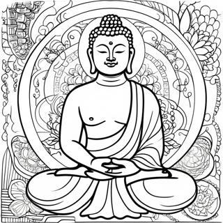 Peaceful Buddha Meditation Coloring Page 11238-9214