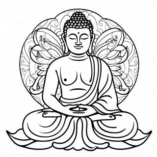 Peaceful Buddha Meditation Coloring Page 11238-9215