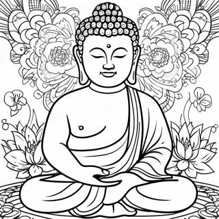 Peaceful Buddha Meditation Coloring Page 11238-9216