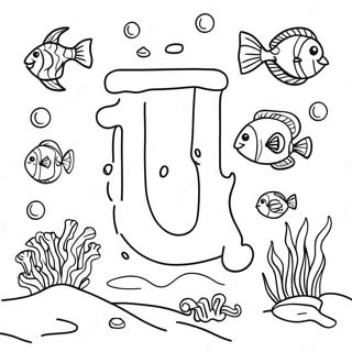 Underwater Scene With Letter U Coloring Page 11288-9254