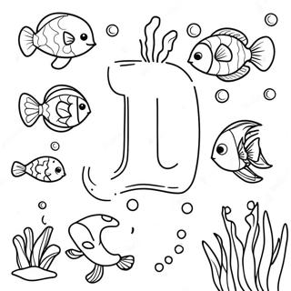 Underwater Scene With Letter U Coloring Page 11288-9256