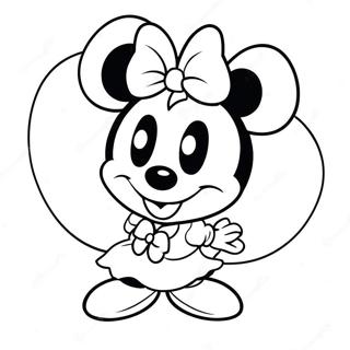 Cute Minnie Mouse With Bow Coloring Page 112-93