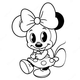 Cute Minnie Mouse With Bow Coloring Page 112-95