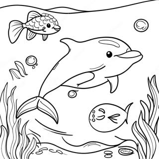 Realistic Dolphin Swimming In Ocean Coloring Page 11327-9282