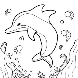 Realistic Dolphin Swimming In Ocean Coloring Page 11327-9283