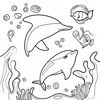 Realistic Dolphin Swimming In Ocean Coloring Page 11327-9284