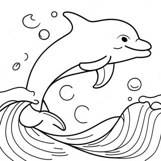 Playful Dolphin Jumping Through Waves Coloring Page 11328-9285