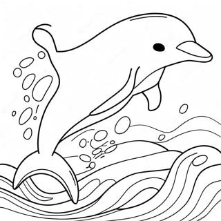 Playful Dolphin Jumping Through Waves Coloring Page 11328-9286