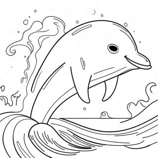 Playful Dolphin Jumping Through Waves Coloring Page 11328-9287