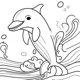 Playful Dolphin Jumping Through Waves Coloring Page 11328-9288