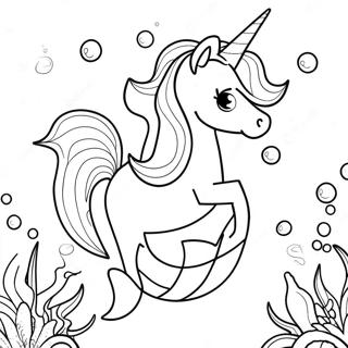 Sparkling Unicorn Mermaid Underwater Scene Coloring Page 11348-9301