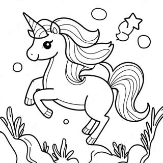 Sparkling Unicorn Mermaid Underwater Scene Coloring Page 11348-9302