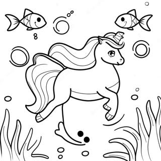 Sparkling Unicorn Mermaid Underwater Scene Coloring Page 11348-9303