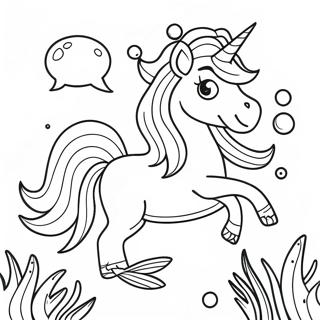 Sparkling Unicorn Mermaid Underwater Scene Coloring Page 11348-9304