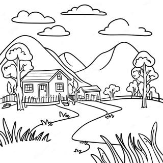 Beautiful Country Landscape Coloring Page 11378-9325