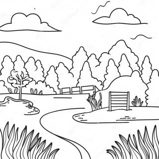 Beautiful Country Landscape Coloring Page 11378-9327