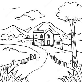 Beautiful Country Landscape Coloring Page 11378-9328