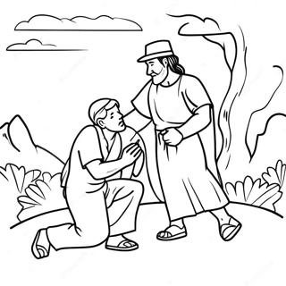 Kind Good Samaritan Helping A Traveler Coloring Page 11388-9333