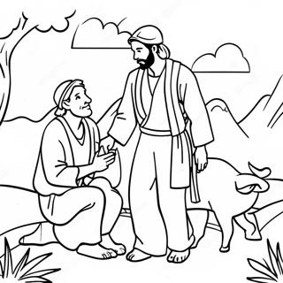 Kind Good Samaritan Helping A Traveler Coloring Page 11388-9334