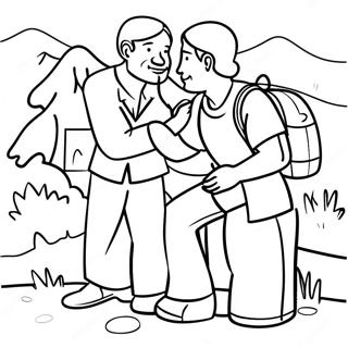 Kind Good Samaritan Helping A Traveler Coloring Page 11388-9335