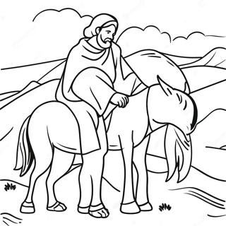 Kind Good Samaritan Helping A Traveler Coloring Page 11388-9336