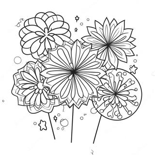 Festive New Years Fireworks Coloring Page 11418-9357