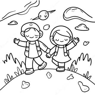 Adventurous Kids Exploring The World Coloring Page 11428-9366