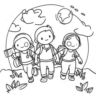 Adventurous Kids Exploring The World Coloring Page 11428-9367