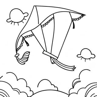 Kite Flying In A Sunny Sky Coloring Page 11437-9371