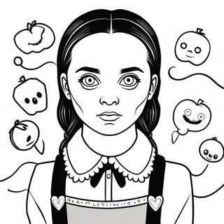 Creepy Wednesday Addams Coloring Page 11448-9382