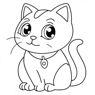 Cute Anime Cat With Big Eyes Coloring Page 11478-9406