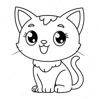 Cute Anime Cat With Big Eyes Coloring Page 11478-9408