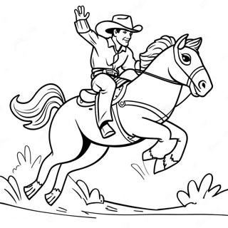 Cowboy Riding A Bucking Bronco Coloring Page 11488-9413